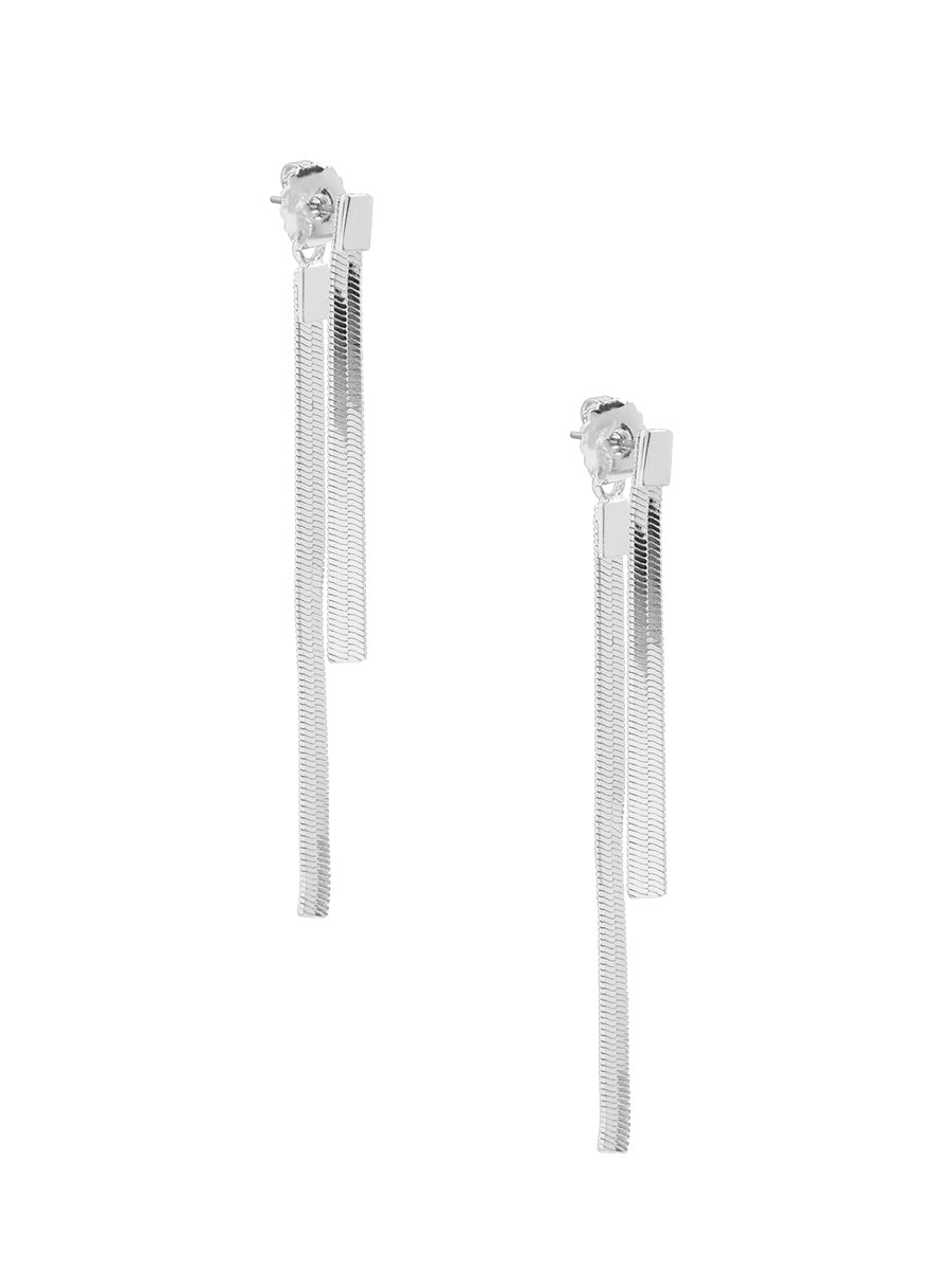 Herringbone Front Back Double Drop Earring