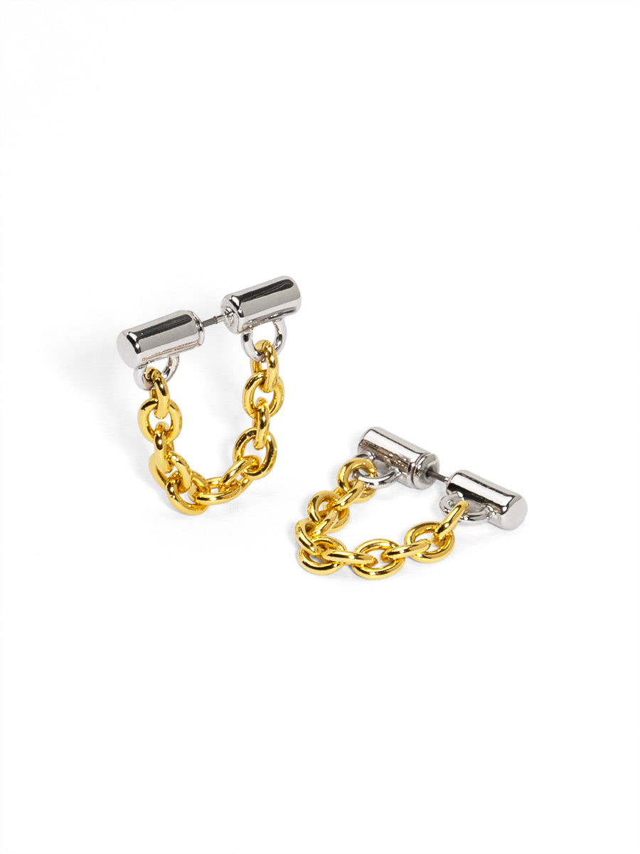 Two-Tone Chain Hoop Earring
