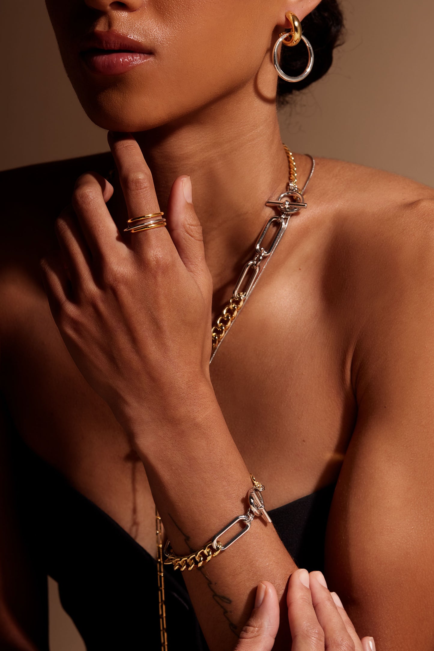 Two Tone Mixed Links Bracelet