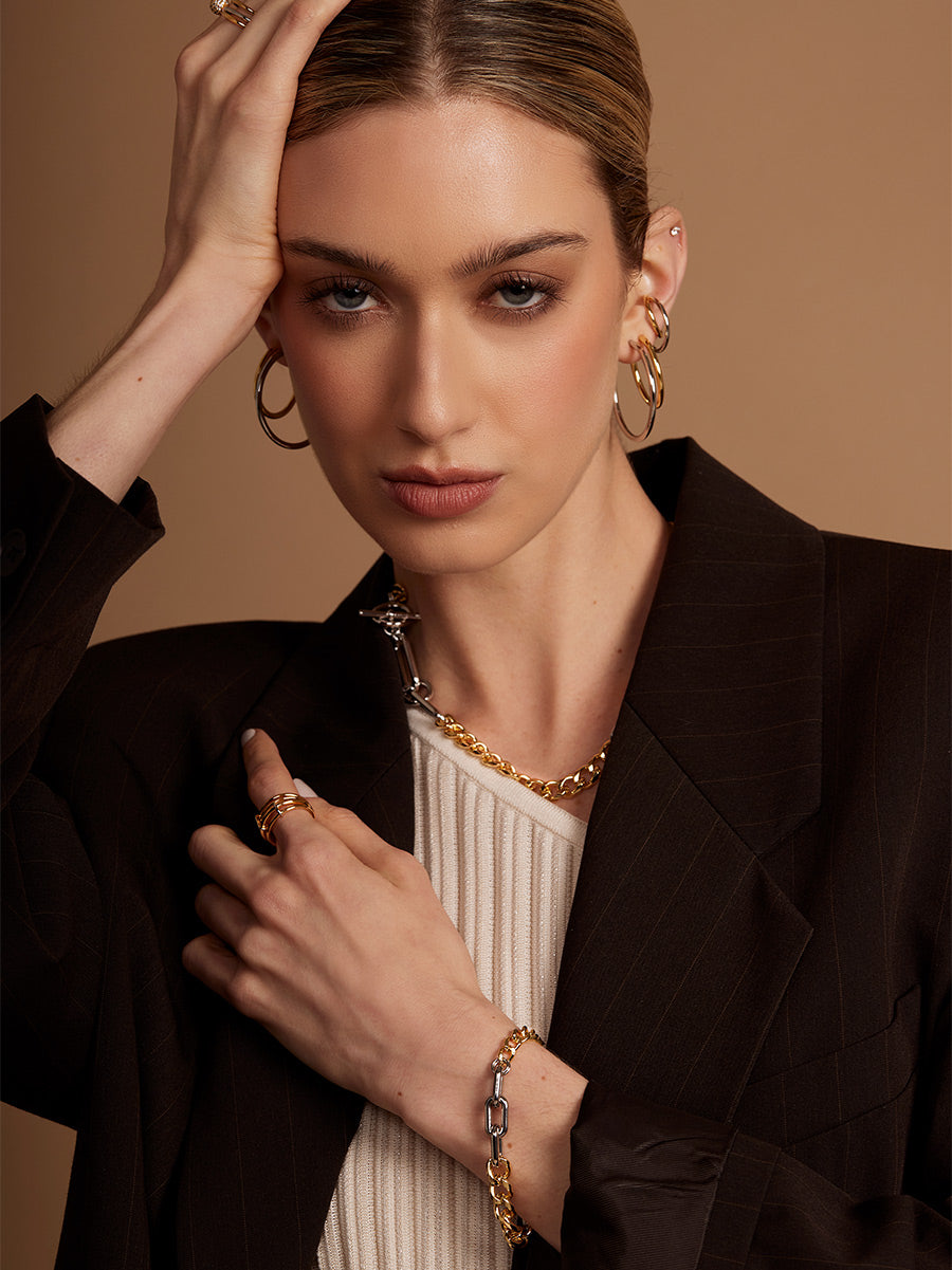 Two Tone Mixed Links Bracelet