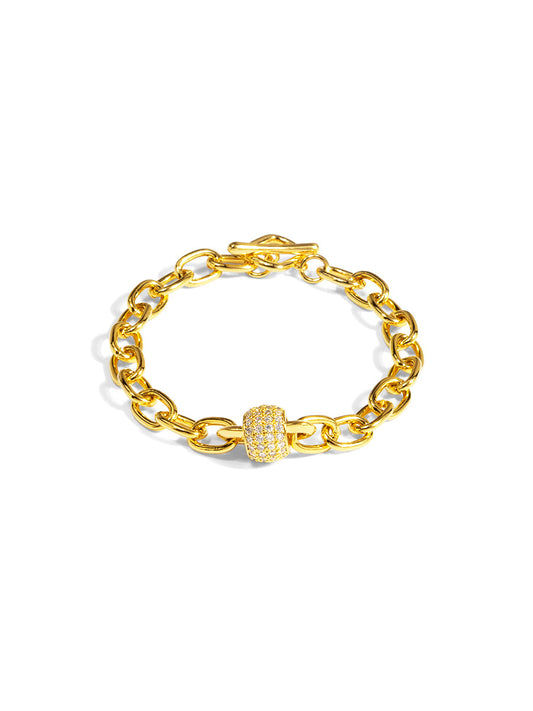 Pave Barrel Chain Toggle Bracelet
