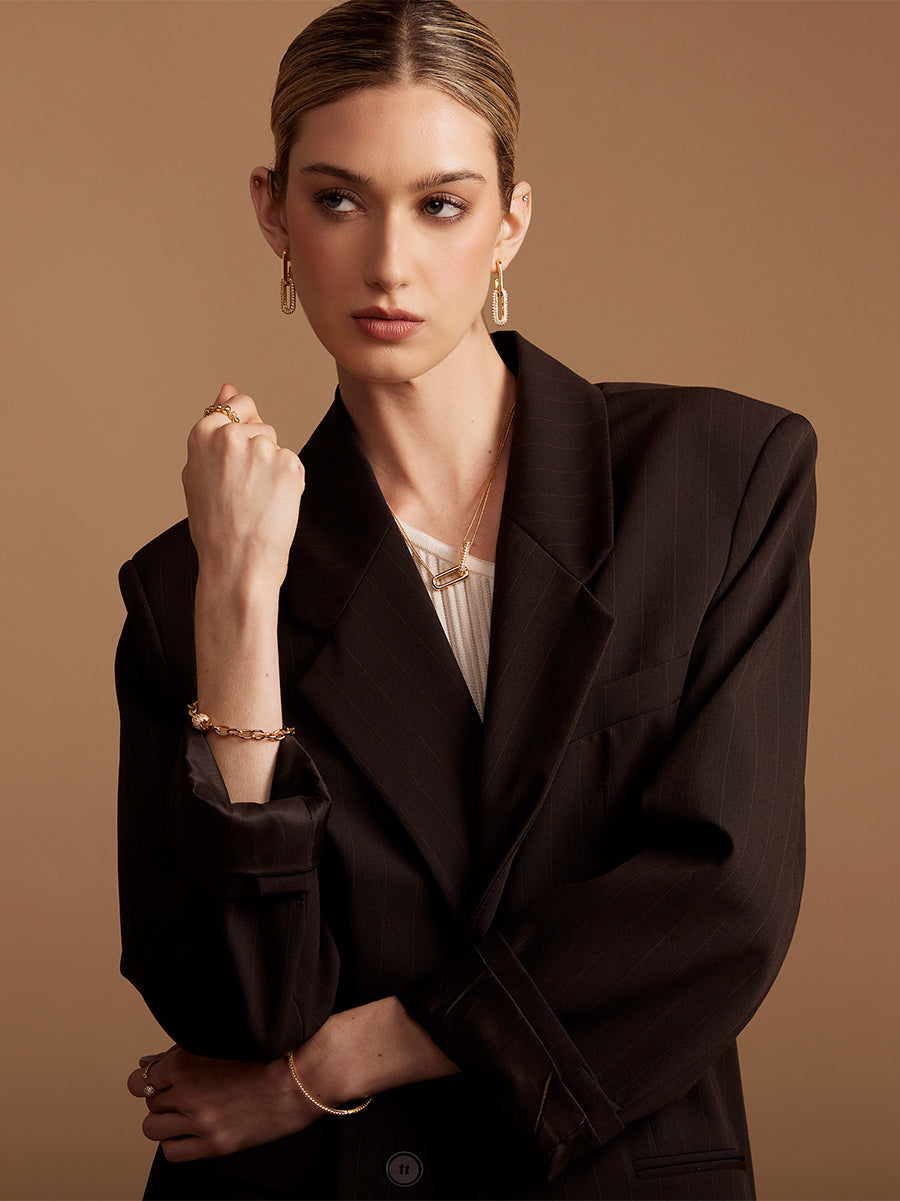 Pave Barrel Chain Toggle Bracelet