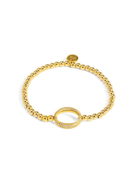 Pavé Oval Link Beaded Stretch Bracelet