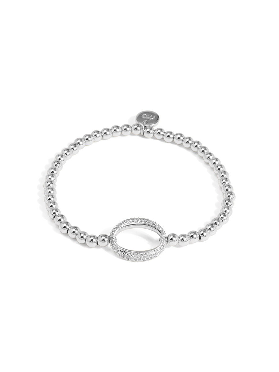 Pavé Oval Link Beaded Stretch Bracelet