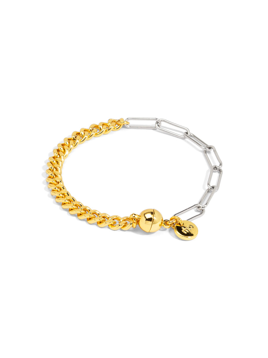 Two-Tone Slim Link Magnet Bracelet