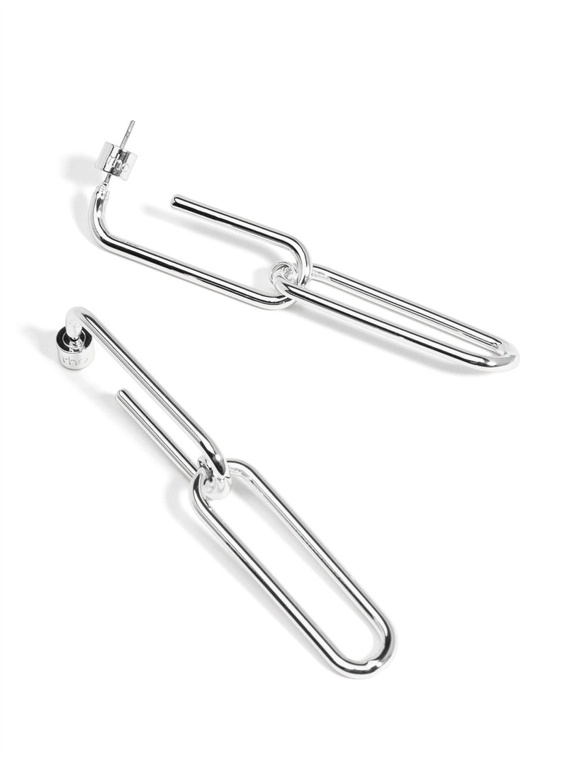 Elongated Paperclip Links Drop Earring