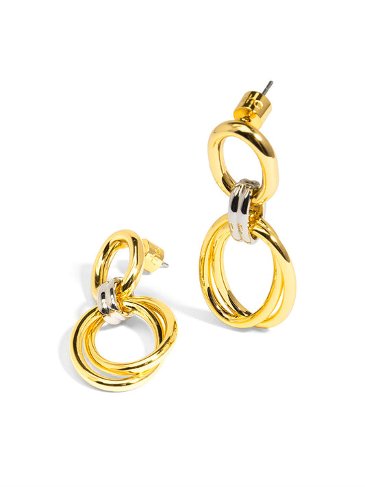 Two Tone Oval Link Drop Earring