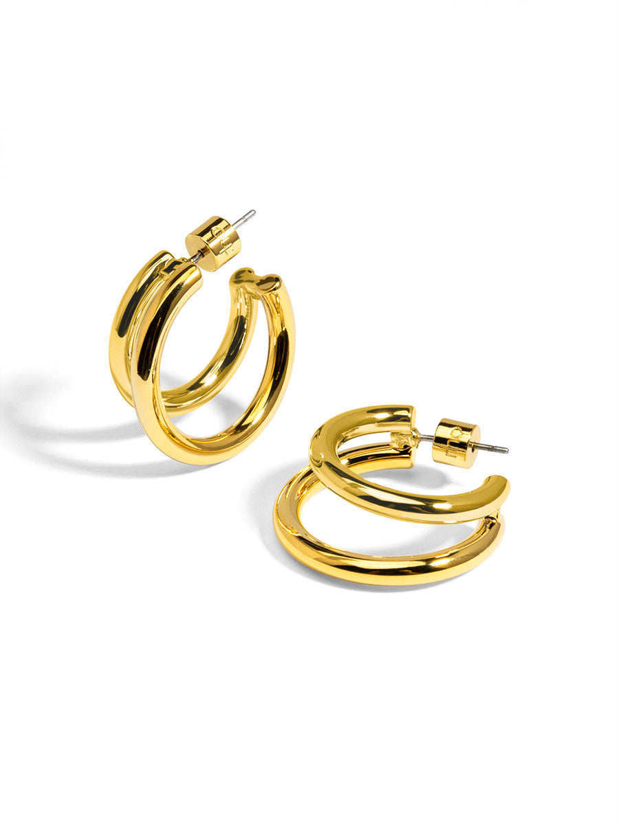 Two Tone Small Double Hoop Earring