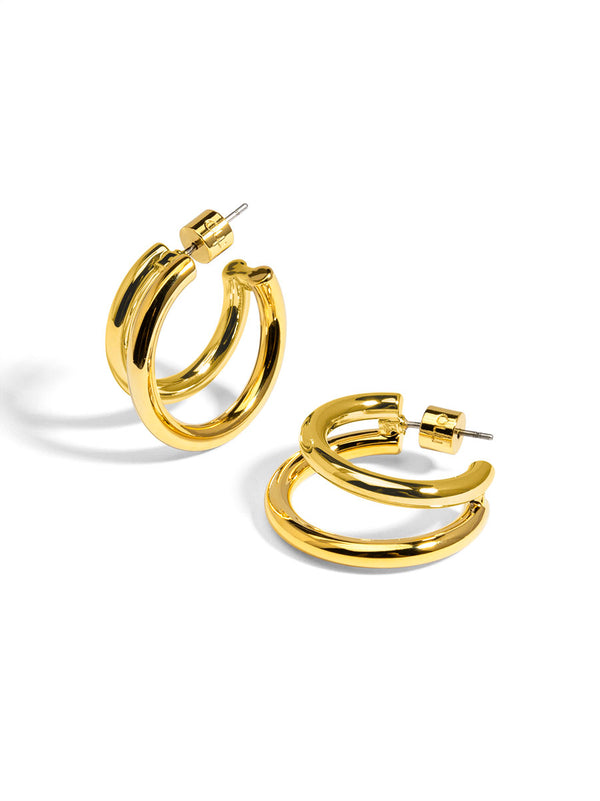 Two Tone Small Double Hoop Earring