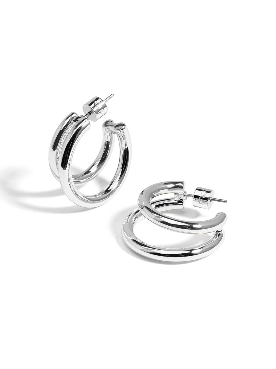 Two Tone Small Double Hoop Earring