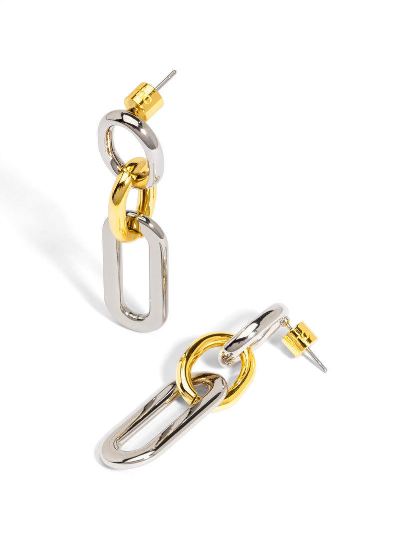 Two Tone Mixed Links Drop Earring