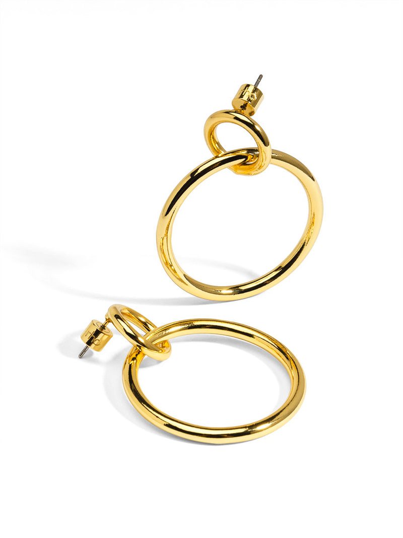 Front Facing Double Hoop Drop Earring