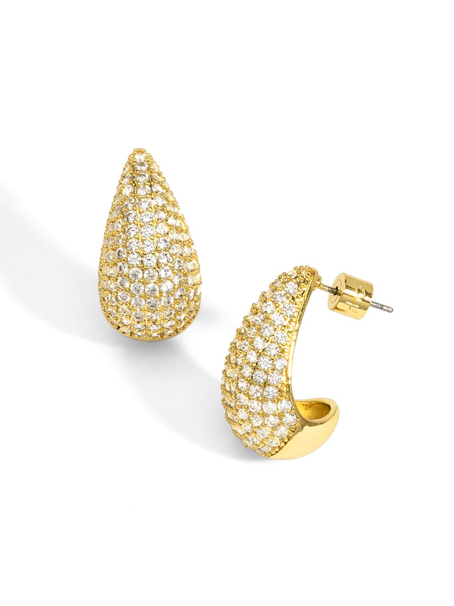 Pavé Crescent Stud Earring