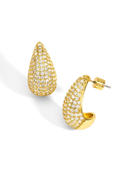 Pavé Crescent Stud Earring