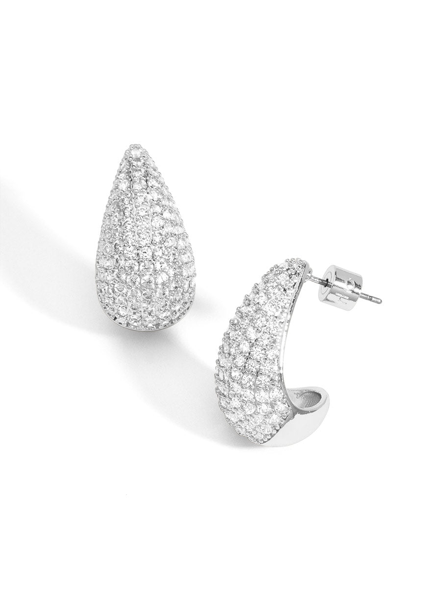 Pavé Crescent Stud Earring