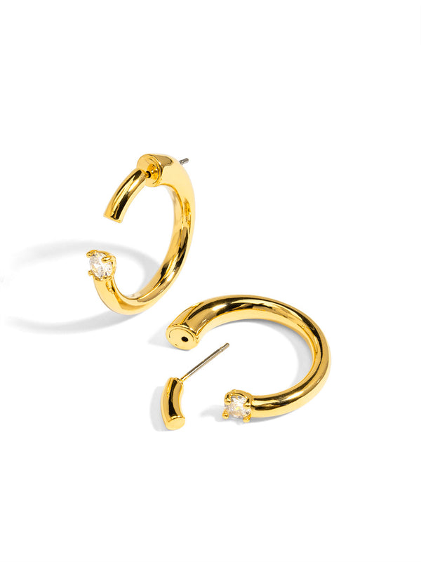 Deconstructed Crystal Round Hoop Earring