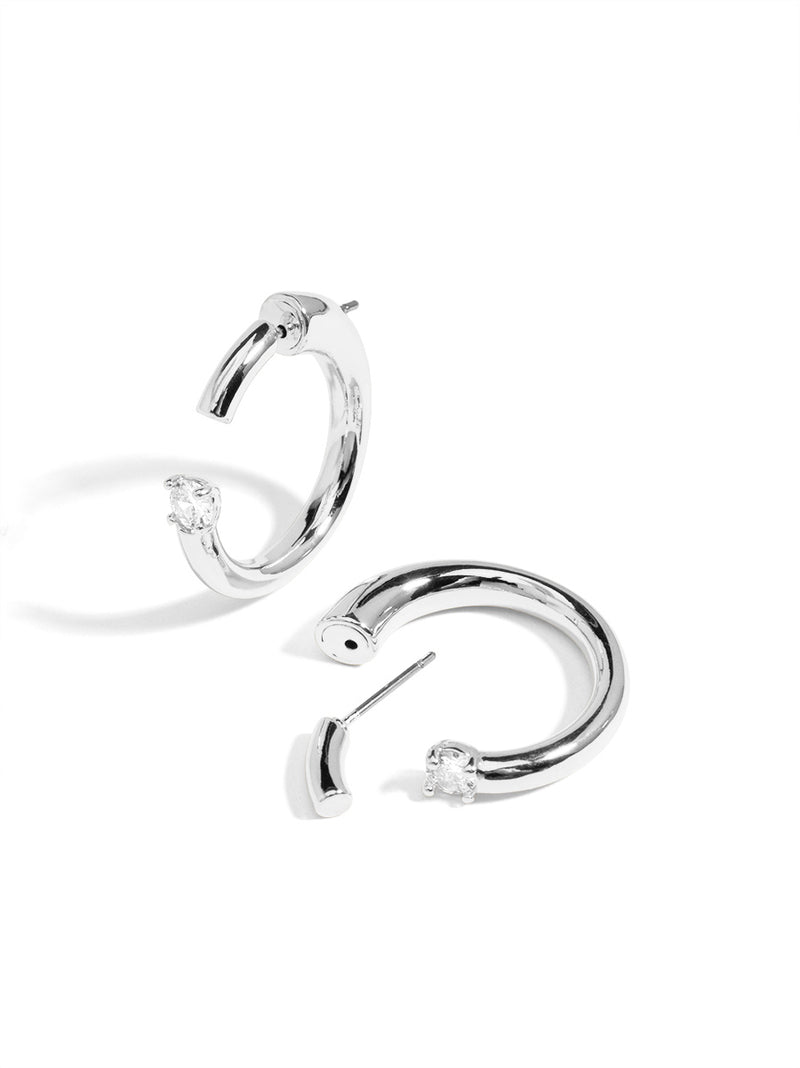 Deconstructed Crystal Round Hoop Earring