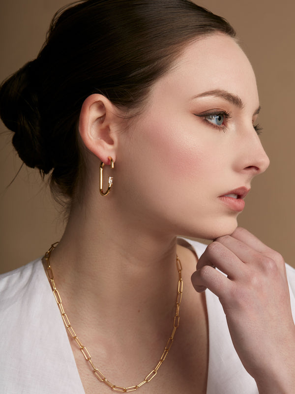 Deconstructed Crystal Link Hoop Earring