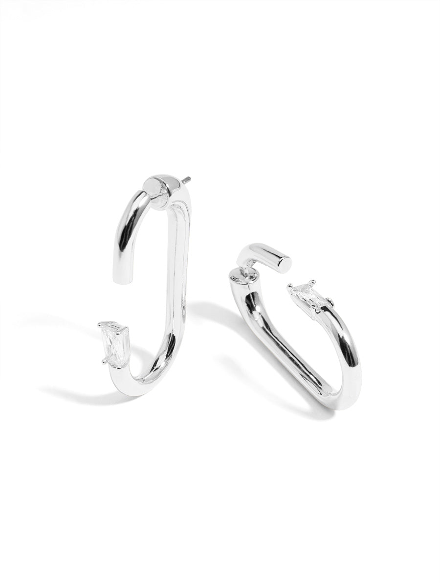 Deconstructed Crystal Link Hoop Earring