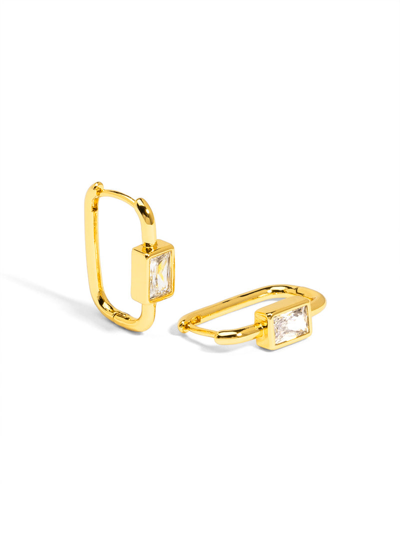 Square Crystal Huggie Earring