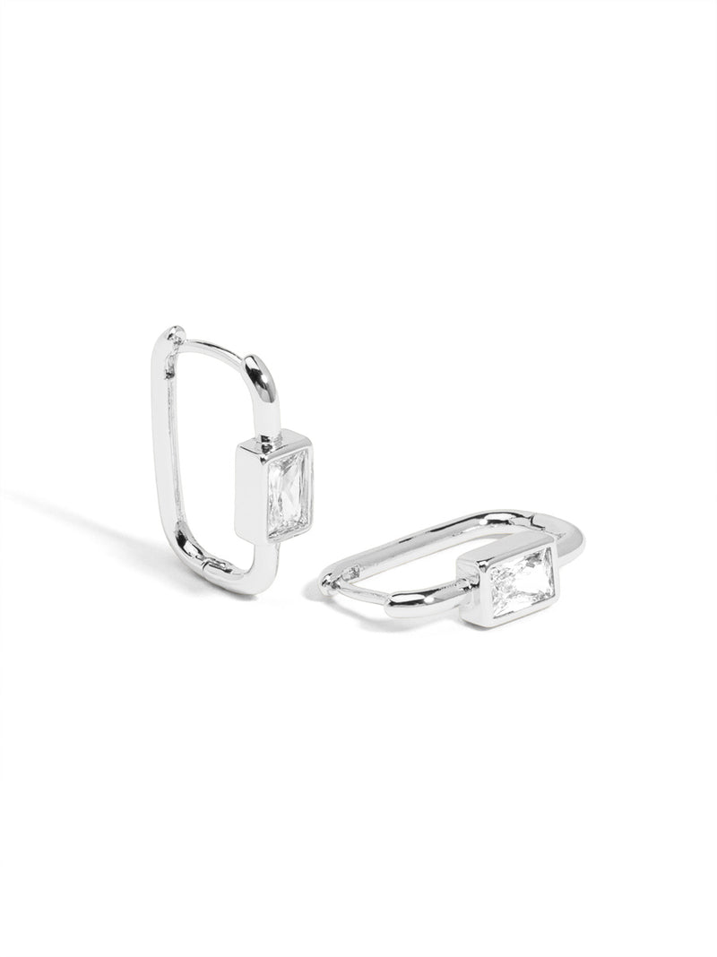 Square Crystal Huggie Earring