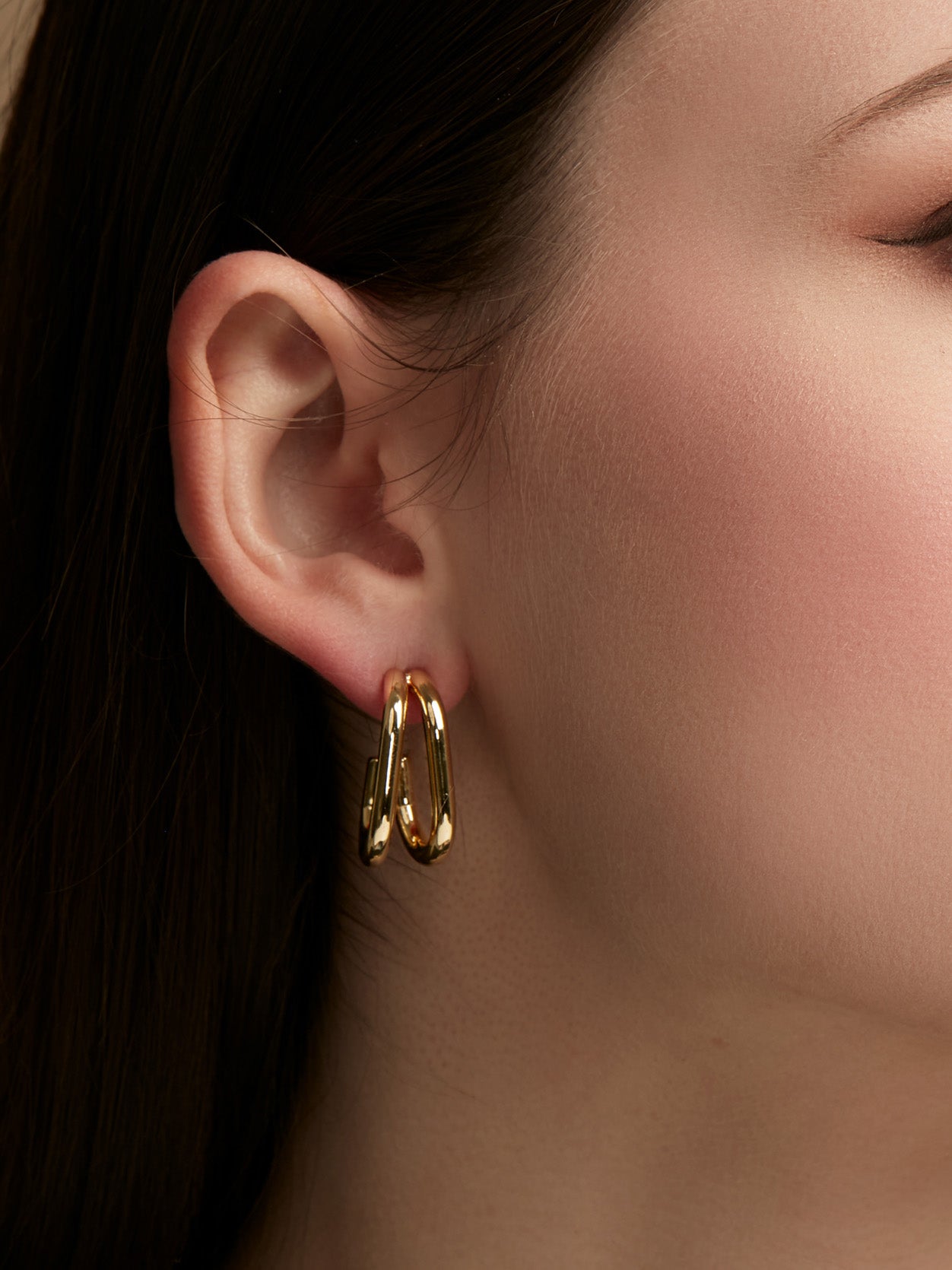 Wide Metal Double Hoop Earring