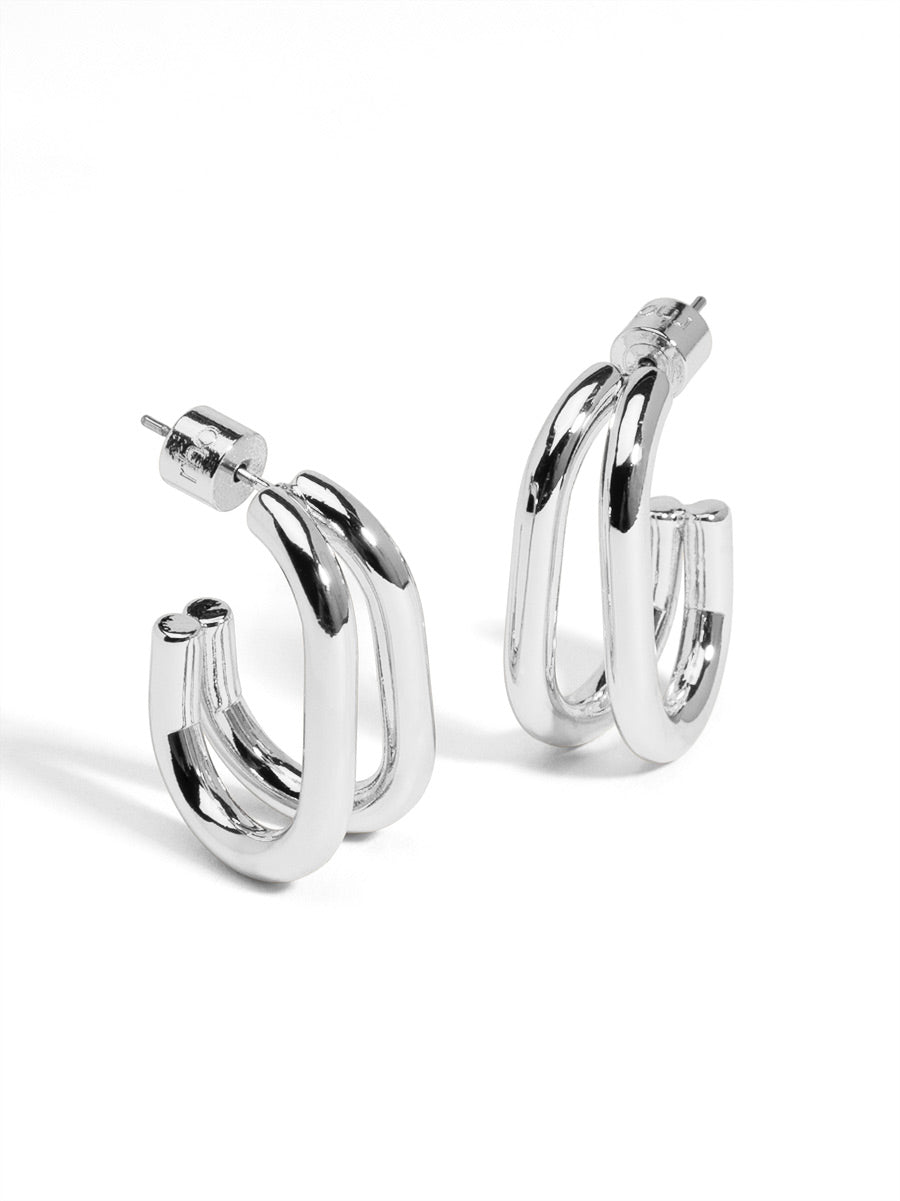 Wide Metal Double Hoop Earring