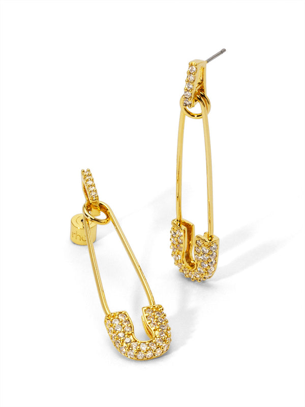 Pavé Safety Pin Drop Earring