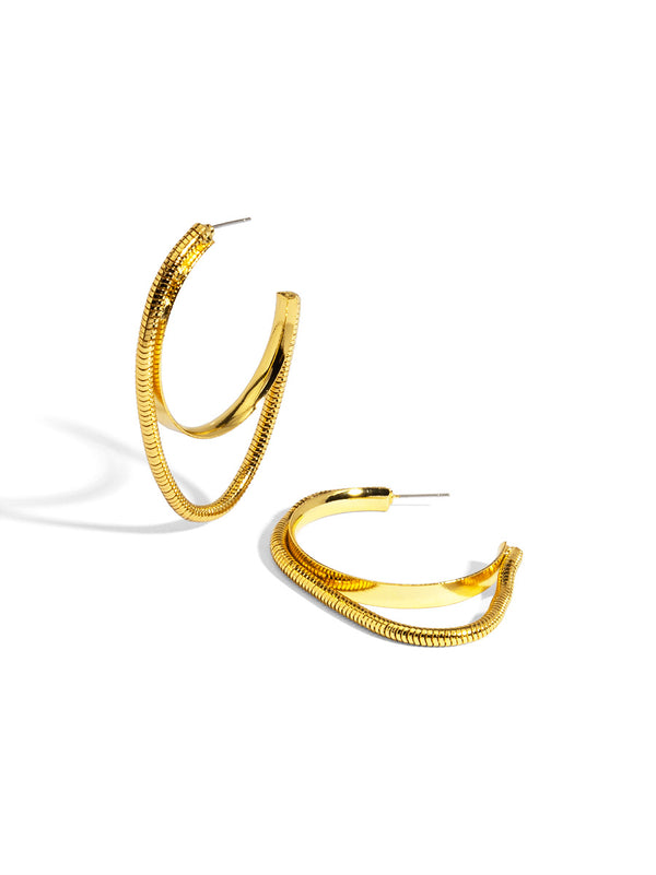 Layered Herringbone Hoop Earring