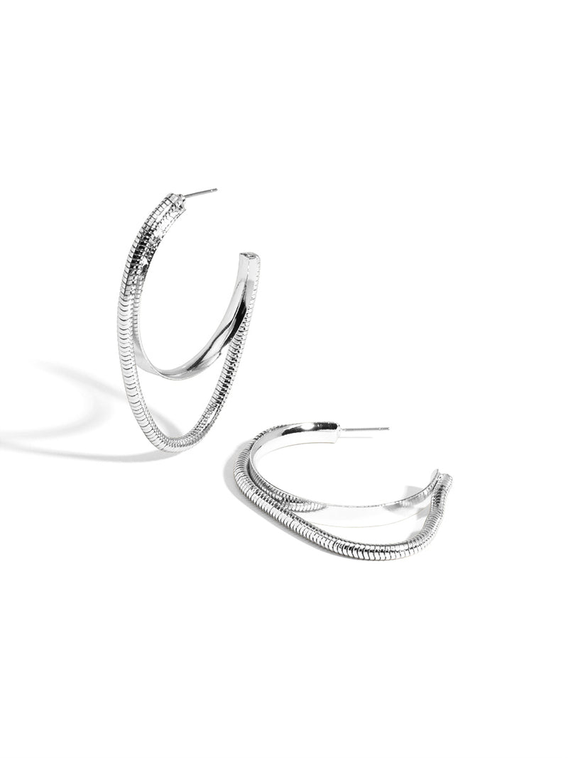 Layered Herringbone Hoop Earring