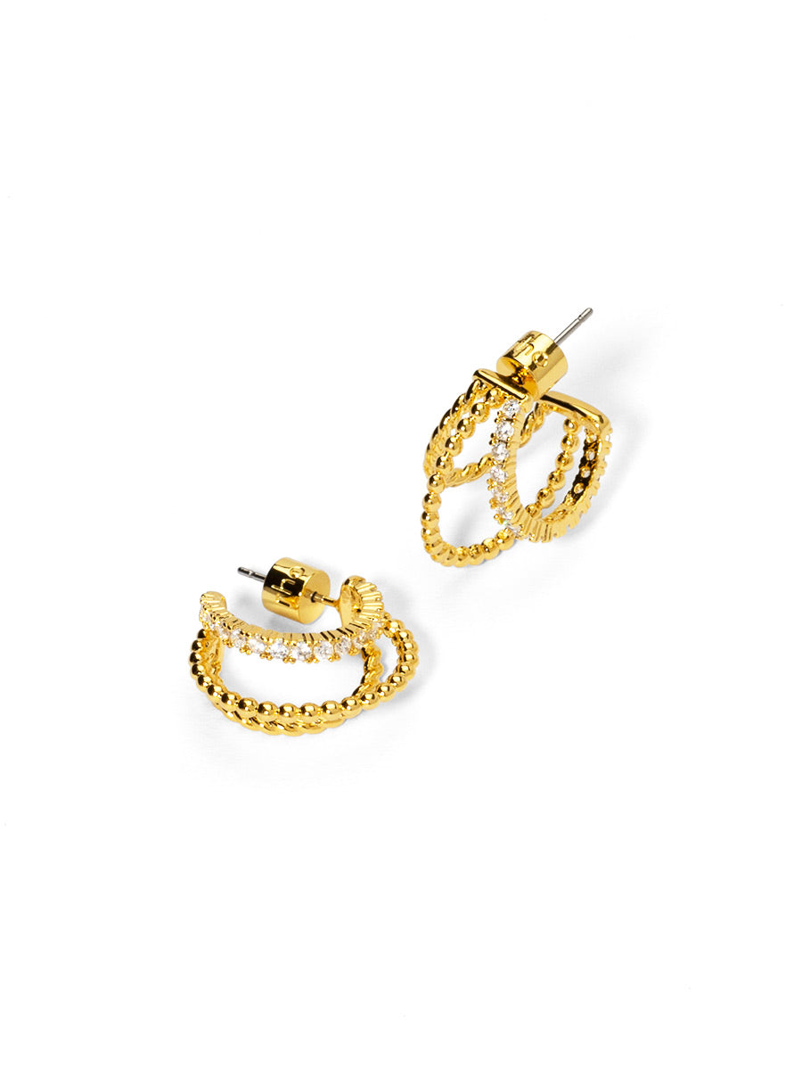 Triple Hoop Pave Huggie Earring