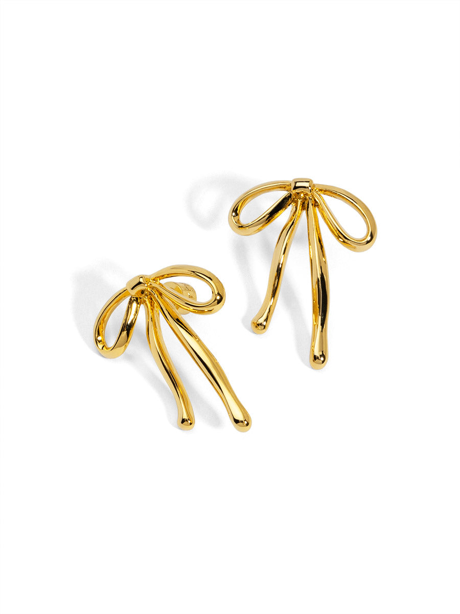 Slim Textured Bow Drop Earring