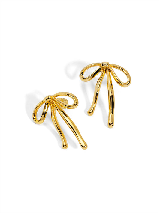 Slim Textured Bow Drop Earring