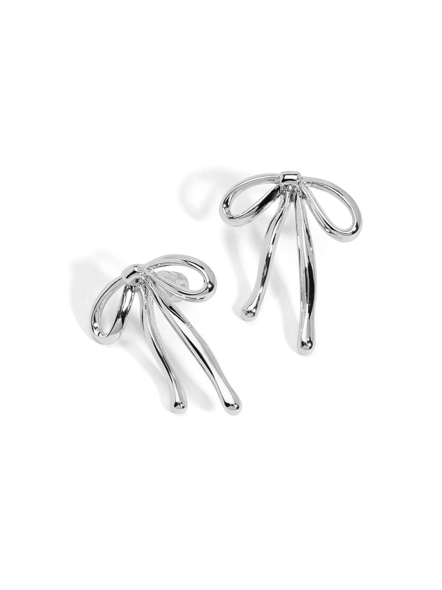 Slim Textured Bow Drop Earring