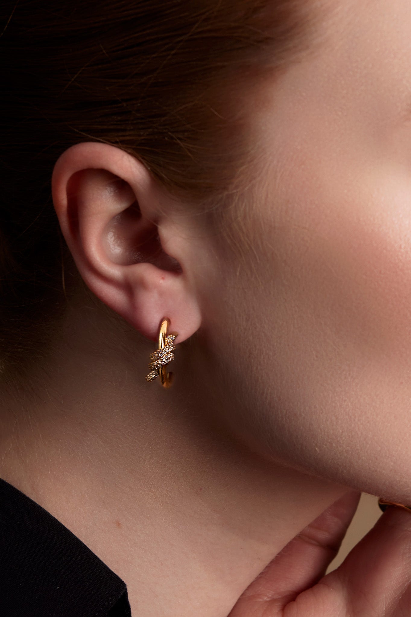 Pave Knotted Small Hoop Earring