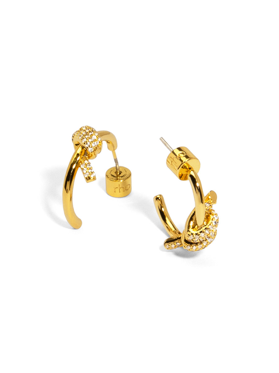 Pave Knotted Small Hoop Earring