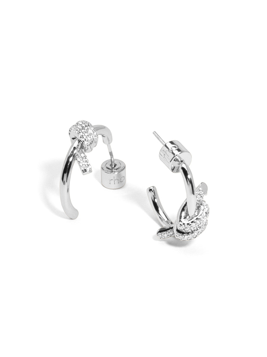 Pave Knotted Small Hoop Earring