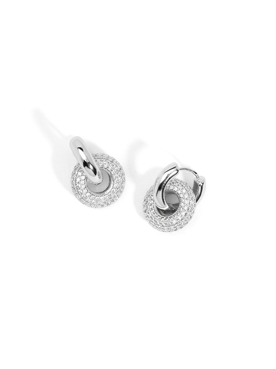 Round Pave Small Drop Earring