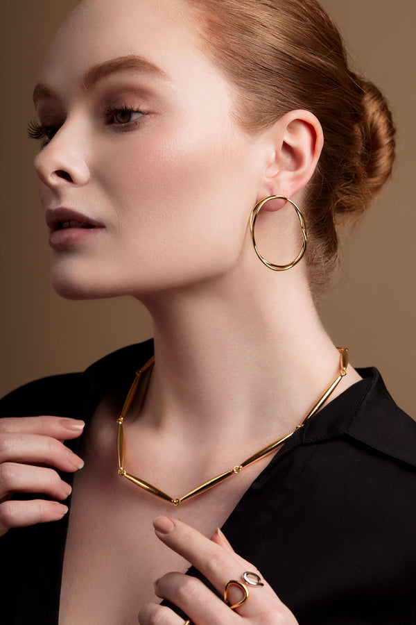 Sculptural Wave Hoop Earrings