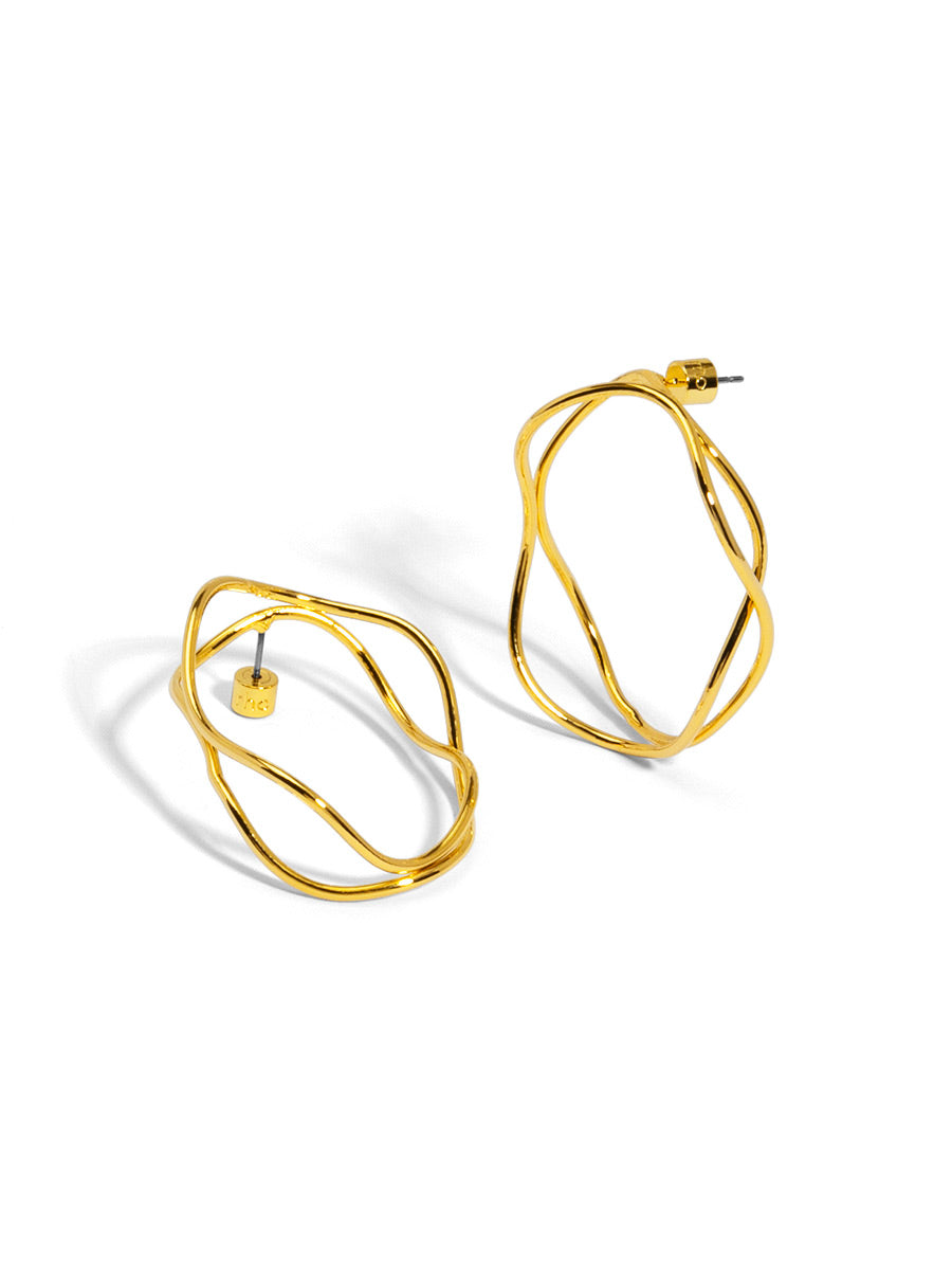 Sculptural Wave Hoop Earrings