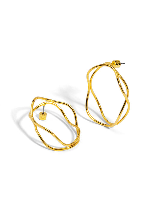 Sculptural Wave Hoop Earrings