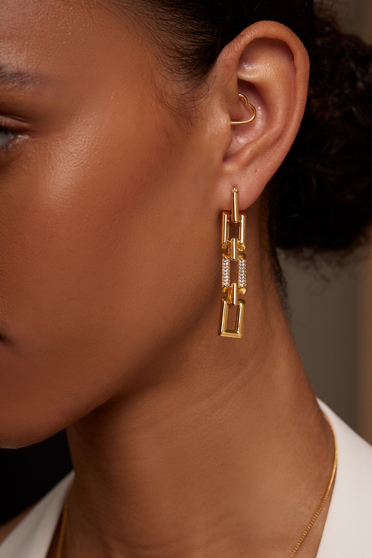 Pave Linked Chain Drop Earring