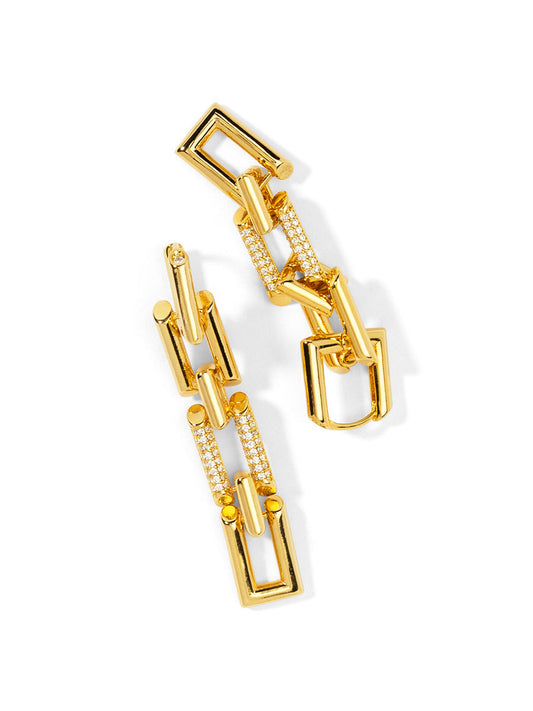 Pave Linked Chain Drop Earring