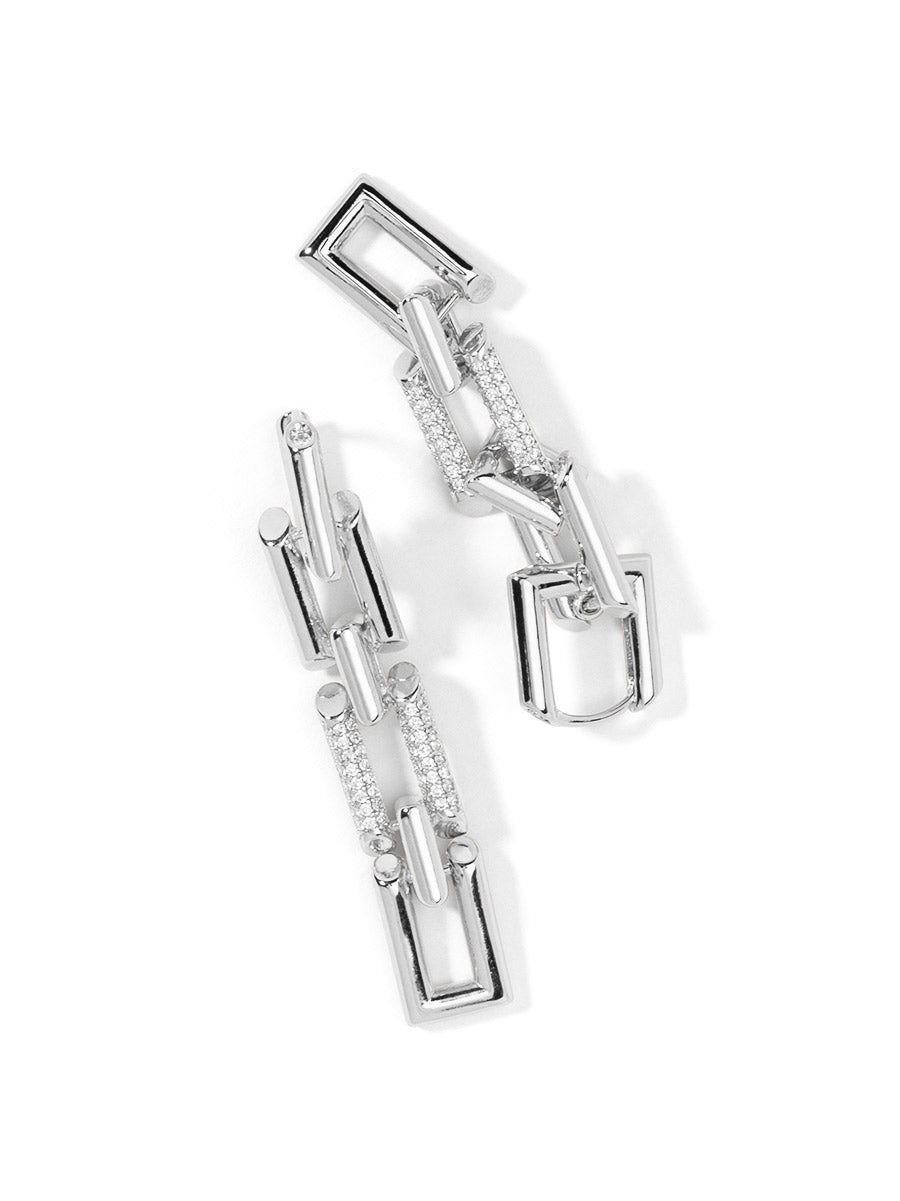 Pave Linked Chain Drop Earring