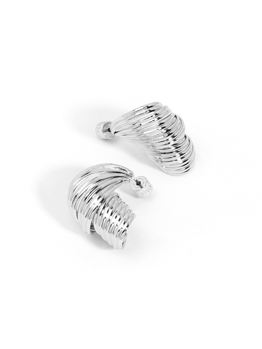 Ridged Wave Stud Earring