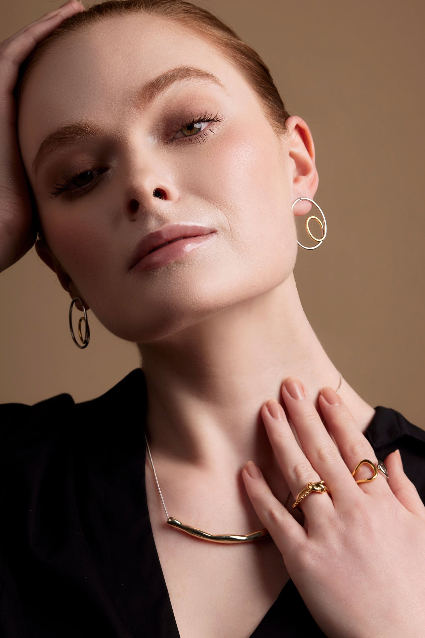 Two-Tone Double Loop Drop Earring