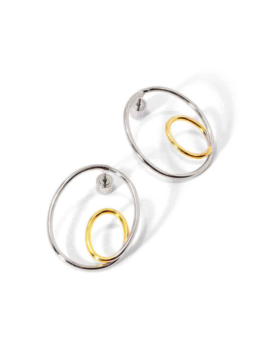 Two-Tone Double Loop Drop Earring