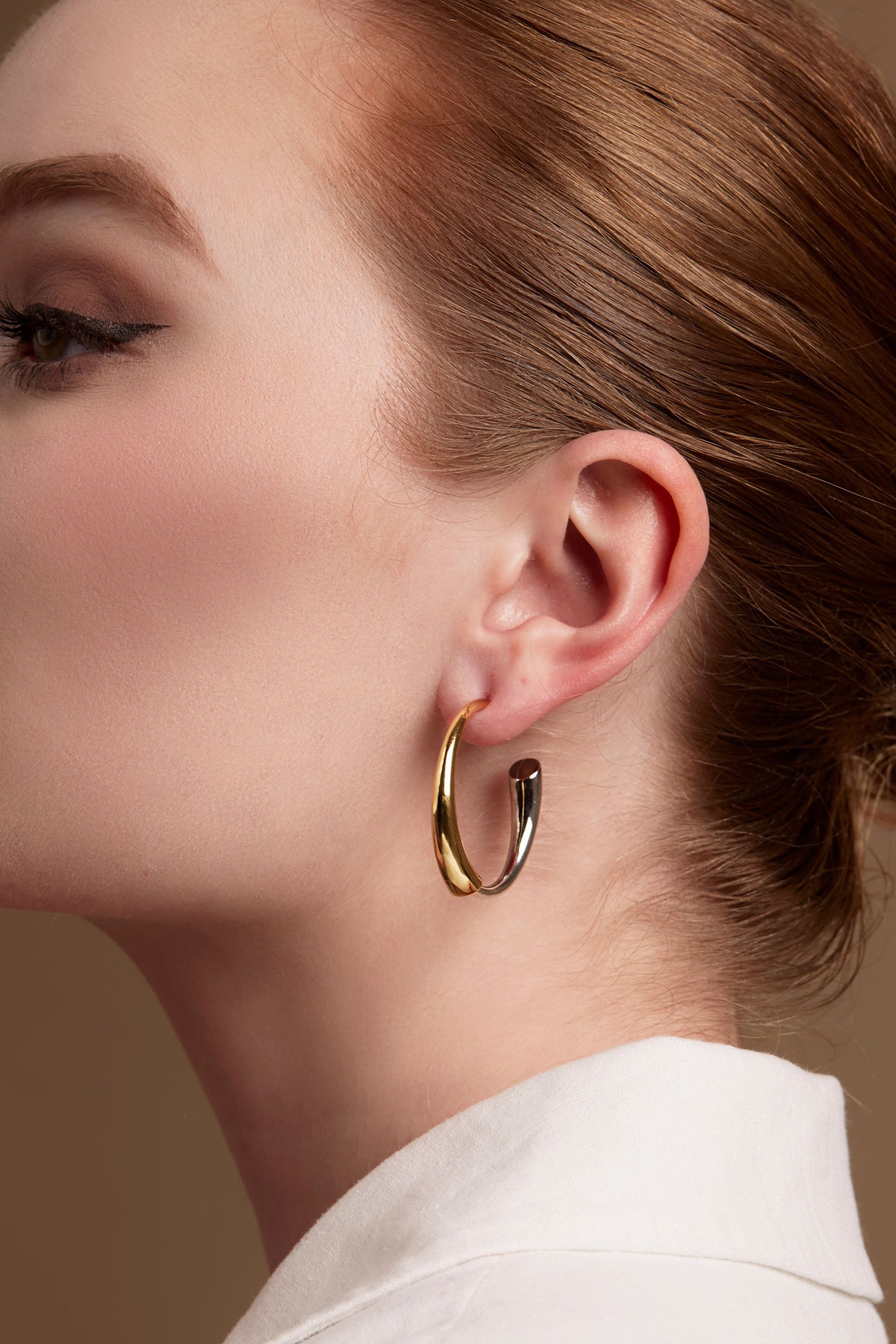 Two Tone Open Hoop Earring