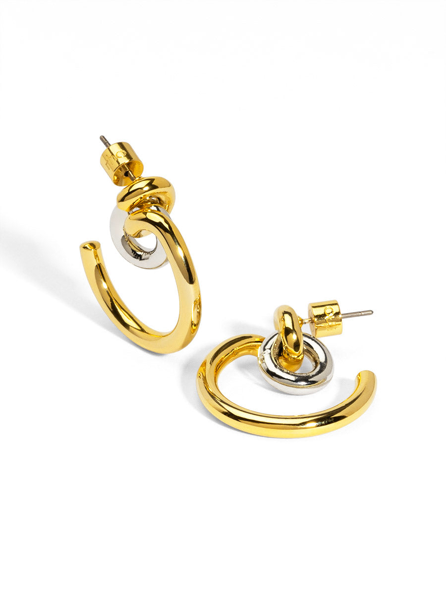 Two-Tone Linked Hoop Earring