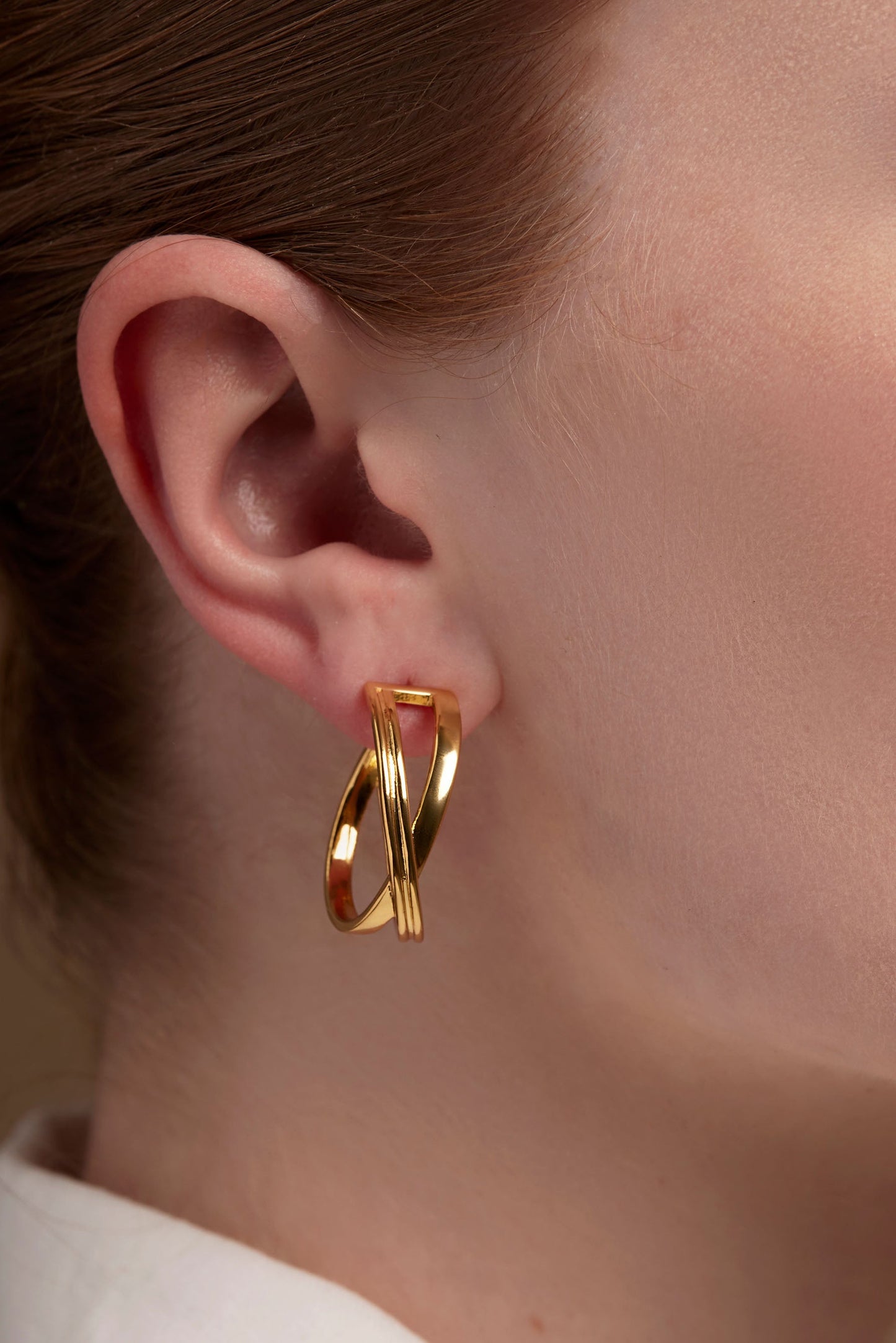 Textured Cross Hoop Earring